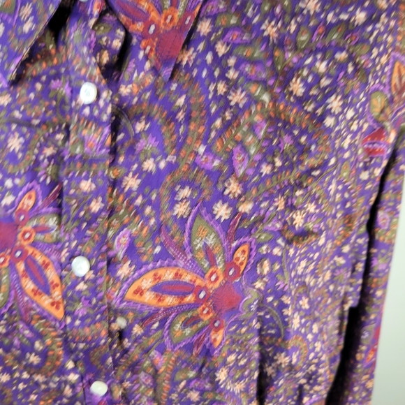 Womans Chaps No Iron Floral Long Sleeve 100% Cotton Button Front Purple Size 2XL - Picture 3 of 11